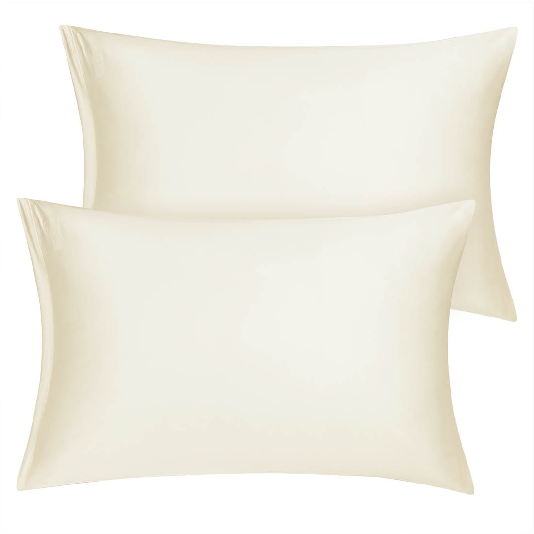 Unique Bargains 2 Pack Silky Satin Pillow Cover Cases Ivory 21" x 27"
