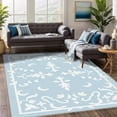 thumbnail image 4 of 1PC Light Blue and White Floral Pattern Area Rug Partial Carpet, Lightweight Washable Easy-to-Care-for Carpet Floor Mat Festival Gift, Suitable for Living Room, Bedroom, Dining Room, Office, Balcony,, 4 of 9