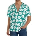 thumbnail image 3 of Vsdgher Green Baseball Print Men's Wrinkle Free Untucked Cuban Shirt Business Casual Button Down Shirts Short Sleeve Shirt, 3 of 7