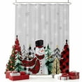 thumbnail image 2 of Grey Christmas Snowman Shower Curtain, Xmas Trees Winter Snowflake Gray Waterproof Fabric Shower Curtains with 12 Hooks, Bathroom Curtain Set for Bathroom Accessories Decor, 72 x 96 Inches, 2 of 9