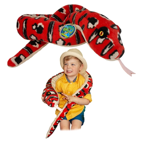 EcoBuddiez Sssnakes - Red Tree Python by Deluxebase. 55" Soft Plush Snake Toy from Recycled Bottles
