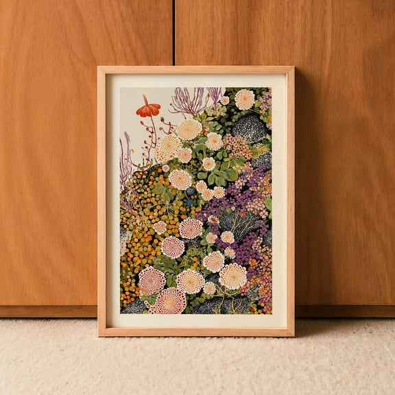 Wildflower Wall Art Yayoi Kusama Inspired Poster Botanical Floral Wall Art Nature Print Japandi Wall Decor For Living Room UNFRAMED PAPER POSTER, Home Decor, Vintage Gift, Living Room Dercor