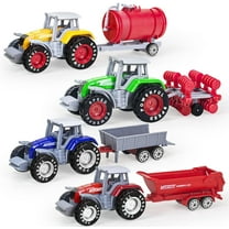 TYMZDYN 4 Pack Farm Tractor Toys with Trailers, Metal Alloy Tractor Toys for Kids Boys 3-5 Detachable Diecast Farm Tractors and Truck Toys for Toddlers 3 4 5 6 7 8 Birthday Gift & Cake Toppers