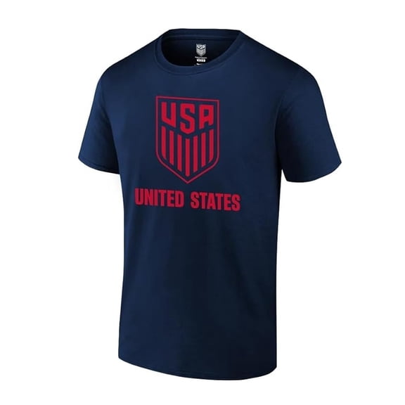 Icon Sports Official Licensed US Soccer Federation Cotton T-Shirt - Unisex Adult - Navy Red, Large