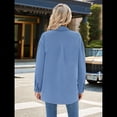 thumbnail image 4 of Camisas de Larga con Botones para Mujer, Blusas de Trabajo de Gran Tamaño con Cuello y Hombros Caídos, Blusa Holgada con Textura Azul Vaquero S, 4 of 10