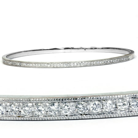1/2ct Solid 14 Kt White Gold Diamond Bangle Womens Bracelet - Walmart.com