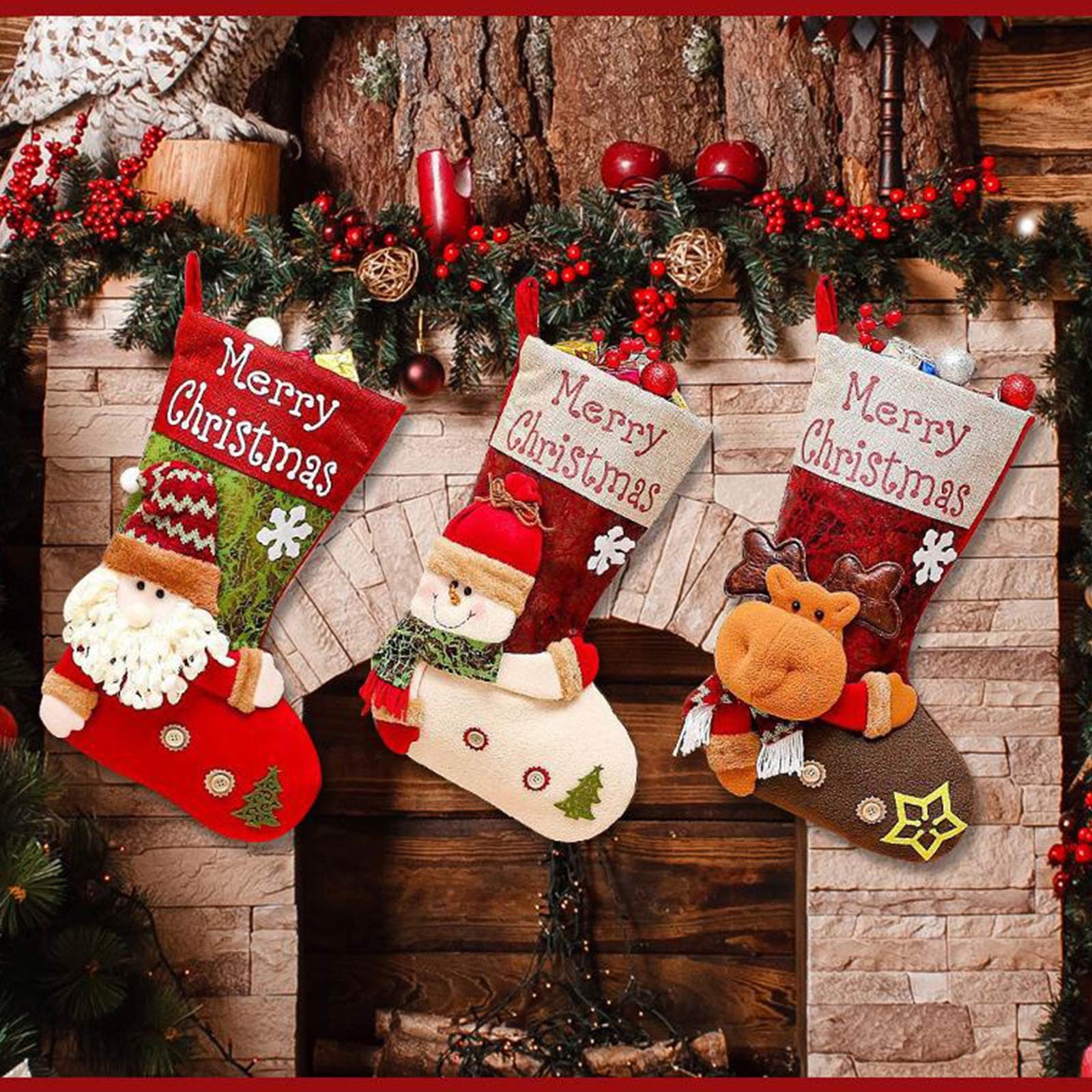 Personalized Christmas Stockings - Custom Names, 3D Reindeer/Snowman/Santa Designs, 18" Large Size 8 thumbnail image