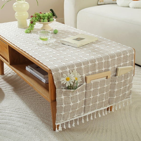 WCHUANG Rectangle Coffee Table Tablecloth with Pockets mall Tea Cloth Cover Table Runner Living Room