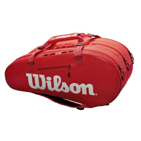 Wilson Super Tour 3 Compartment Carrier Tennis Bag - Holds 15 Rackets - Red