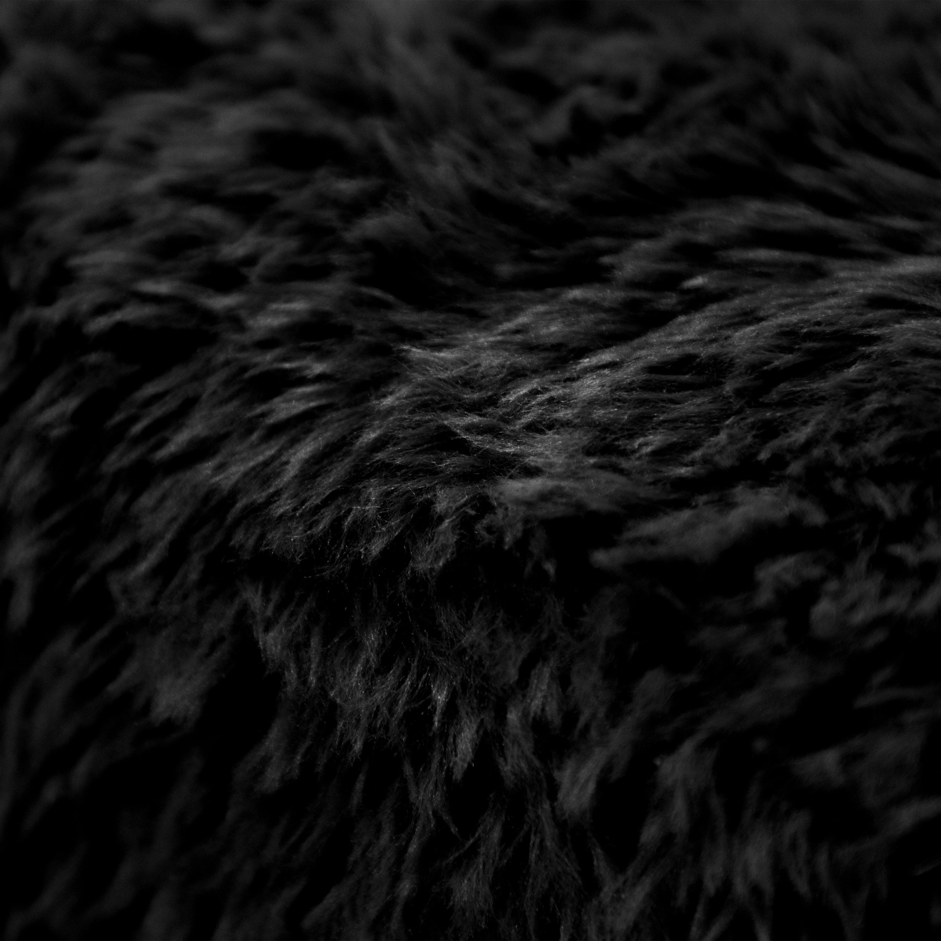 Furniture of America Pom Modern Faux Fur Modular Compressed Corner Chair, Black