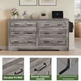 thumbnail image 5 of Uforic 6 Drawers Double Dresser with Power Outlets, MDF Chest of Drawers Storage Cabinet, Gray, 5 of 8