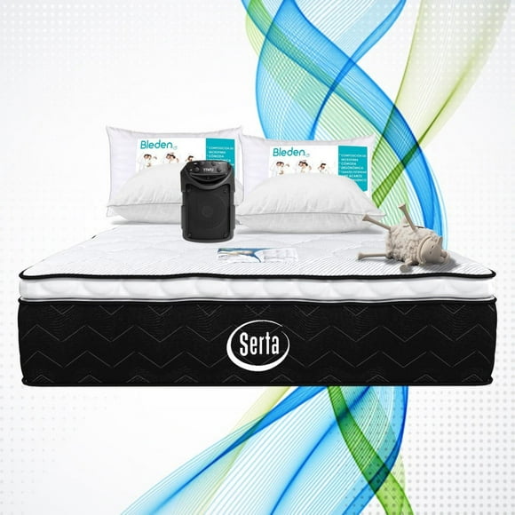 Colchón Individual Serta Preston + Bocina Portatil + 2 Almohadas Standar