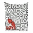 thumbnail image 1 of Love Soft Flannel Fleece Blanket, Macro Big Texts Lettering Setting Passionate Emotions Feelings Sweetheart Design, Cozy Plush for Indoor and Outdoor Use, 50" x 60", Grey Red White, by Ambesonne, 1 of 6