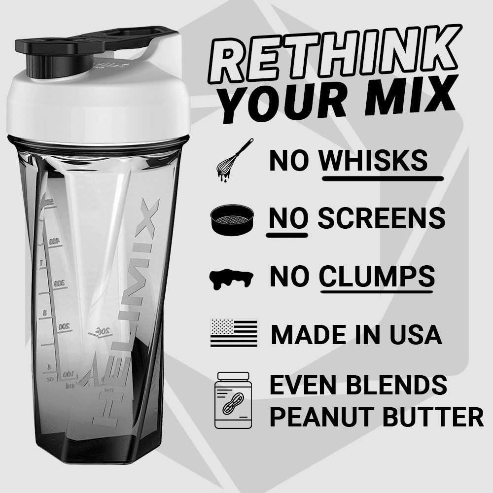 Helimix 2.0 Vortex, White, Portable Pre-Workout Blender Shaker Bottle, 28oz
