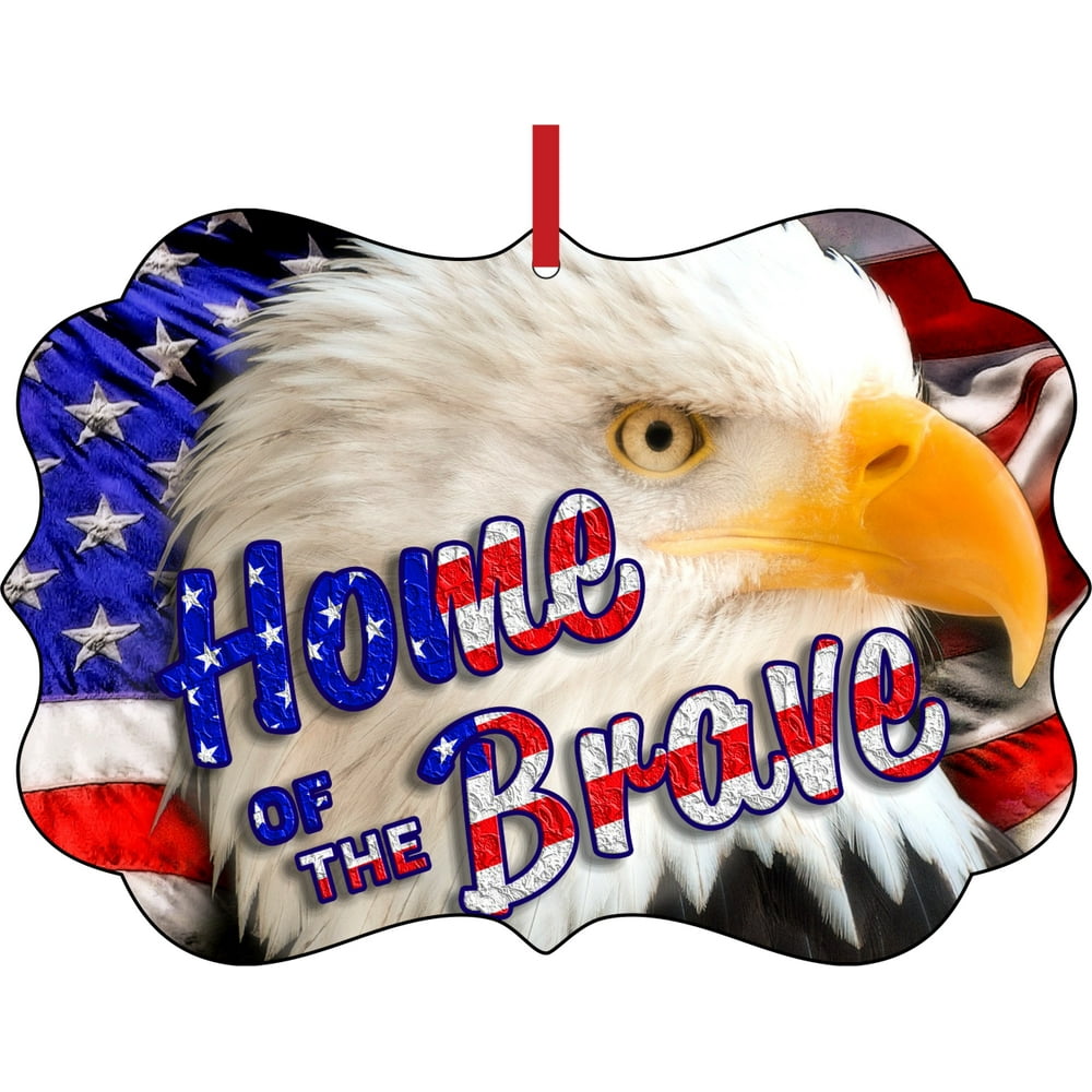 Flag US Home of the Brave American Bald Eagle Double Sided Elegant