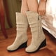 thumbnail image 4 of Zapatos de mujer, Color sólido, moda informal, gamuza, cremallera superior, tacones de cuña, cálido invierno, botas de vaquero resistentes al desgaste Wmkox8yii  sa3357, 4 of 6