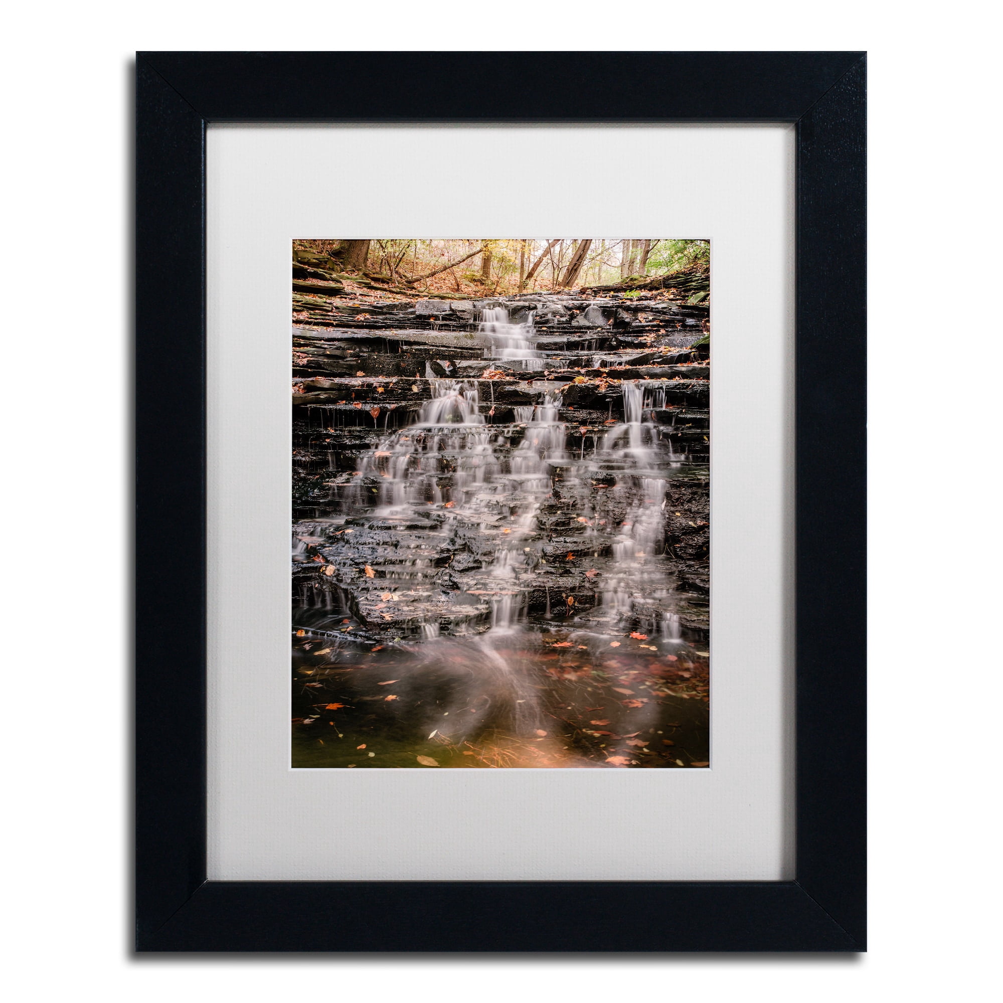 Trademark Fine Art "Hidden Falls" Canvas Art by Jason Shaffer, White Matte, Black Frame