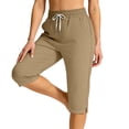 thumbnail image 5 of SBYOJLPB Women's Capris Pants Elastic Waist Drawstring Loose Casual Cropped Trousers with Pockets, 5 of 9