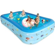 Blow Up Pool, Thickened Inflatable Pool for Kids, Adults, Family, 9.83 x 5.97 x 1.67 ft, Full-Sized Inflatable Kiddie Pools, Swimming Pool, Rectangle