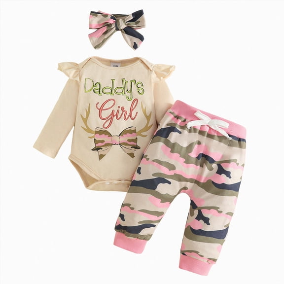 TOWED22 Newborn Baby Boy Clothes Outfits Letter Prined Romper Pants Set Infant Baby Boy Clothing 0 3 6 9 12 18 24 Months,Camouflage,6-12 M