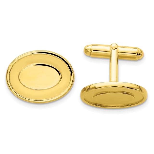 Gold Oval Engravable Area Cuff Links Link Collar Stay For Dad Mens For Him