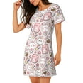 thumbnail image 2 of Naloa Cute Rabbit Print Women Nightgowns,Womens Loungewear,Short Sleeve Sleepwear,Comfy Ladies Nightdress, 2 of 6