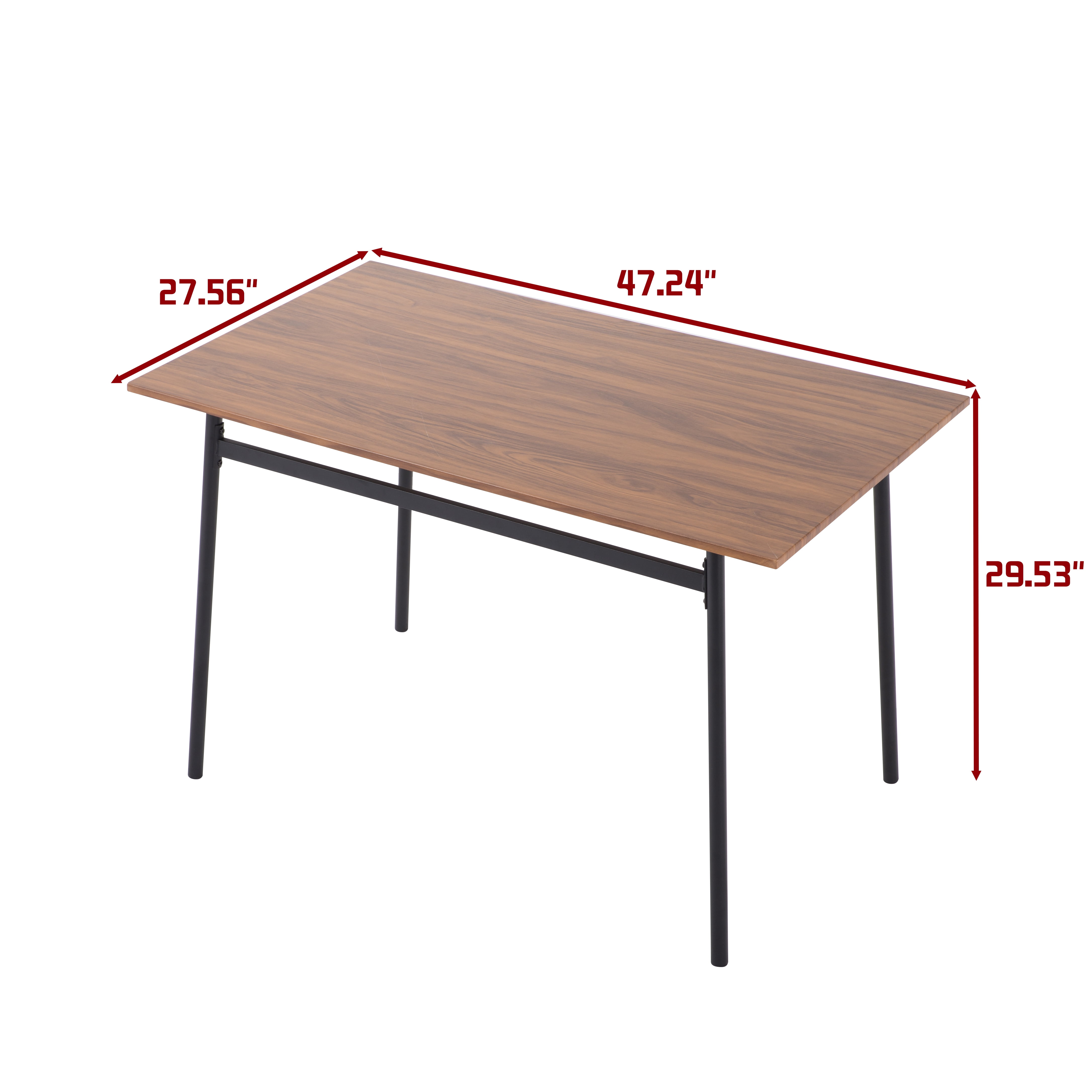 Gewnee 5-Piece Dining Table Set for 4, Rectangular MDF Table with Metal Base for Kitchen, Walnut Grain