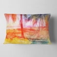 thumbnail image 2 of Designart Red Retro Palm Trees - Landscape Painting Throw Pillow - 12x20, 2 of 5
