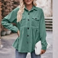thumbnail image 2 of IROINNID Shirts for Women Long Sleeve Deals Casual Button Down Loose Fit Pleated Blouse with Pocket,Green, 2 of 6