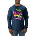thumbnail image 1 of Totally 80's Forever Vintage Mens Long Sleeve Shirt, Vintage Heather Navy, XX-Large, 1 of 5