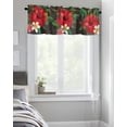 thumbnail image 4 of Kitchen Cafe Valance Curtain for Small Windows,Red Hibiscus Flower with Green Leaves Rod Pocket Short Valances Farm Floral Art Window Treatment Panel for Living Room/Bedroom/Bathroom,60x18in, 4 of 9