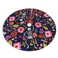 thumbnail image 3 of Kll 36" Christmas Tree Skirt Dancing Skeletons Floral Garden Xmas Tree Skirts Mat For New Year Xmas Holiday Party Indoor Outdoor Home Decoration, 3 of 9