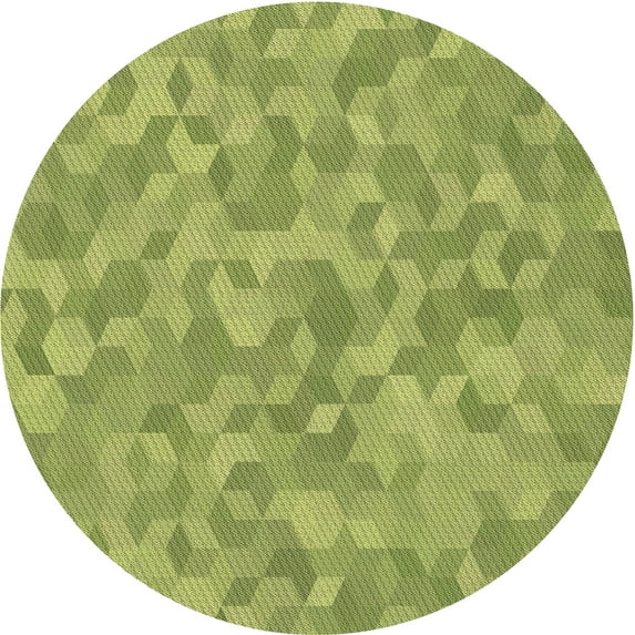 Ahgly Company Indoor Round Patterned Acid Green Area Rugs, 5' Round