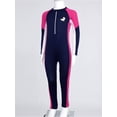 thumbnail image 5 of renvena Kids Girls Long Sleeve Athletic Swimsuit Beach Water Sport Surfing Diving Swimwear Jumpsuit Navy Blue 4XL, 5 of 7