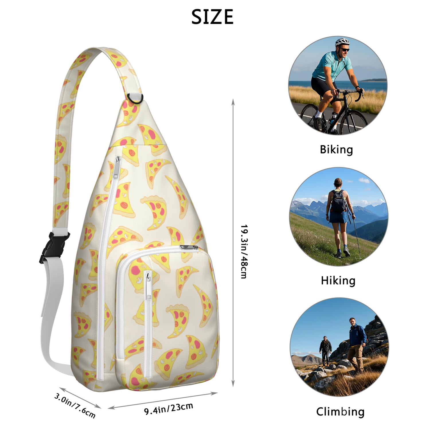 Funny Pizza Lover Chest Bag - Kawaii Foodie Sling Bag with Delicious Pizza Print, Lightweight Water-resistant Fanny Pack for Pizza Party & Daily Use (Women & Men)"