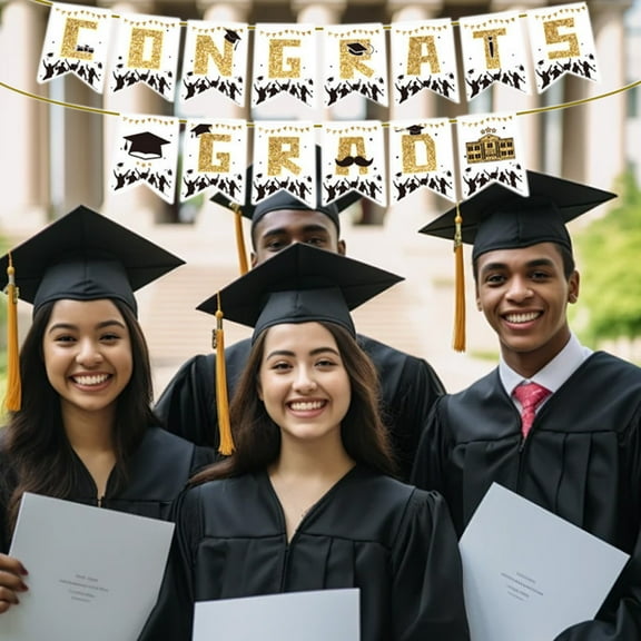 Grad Gifts! Boovnll Graduation Banner, Gold Glitter Graduation Party Banner DIY Congrats Grad Banner for Home, School, Congratulation Graduations Party Supplies, Graduation Decorations 2025