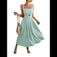 thumbnail image 3 of Vestido Midi de Verano con Tirantes Finos, Botones y Lazo Frontal para Mujer, Estampado Floral Verde S, 3 of 10