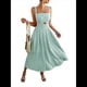 thumbnail image 3 of Vestido Midi de Verano con Tirantes Finos, Botones y Lazo Frontal para Mujer, Estampado Floral Verde L, 3 of 10