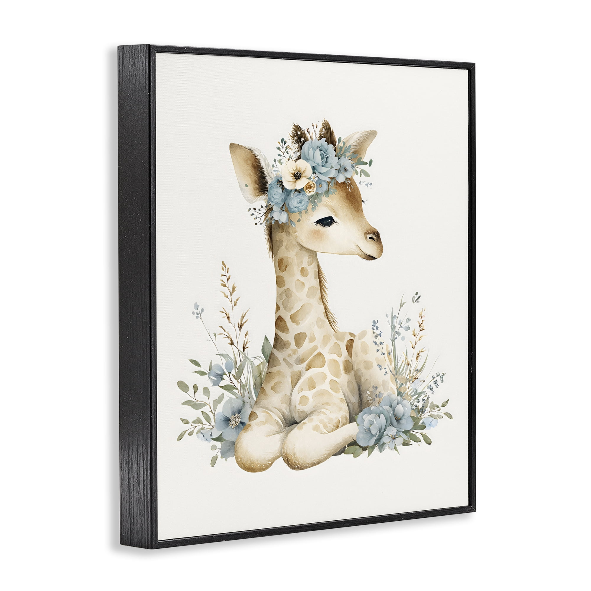 Stupell Industries Watercolor Nursery Giraffe Black Framed Giclee Art, design by LSR Design Studio