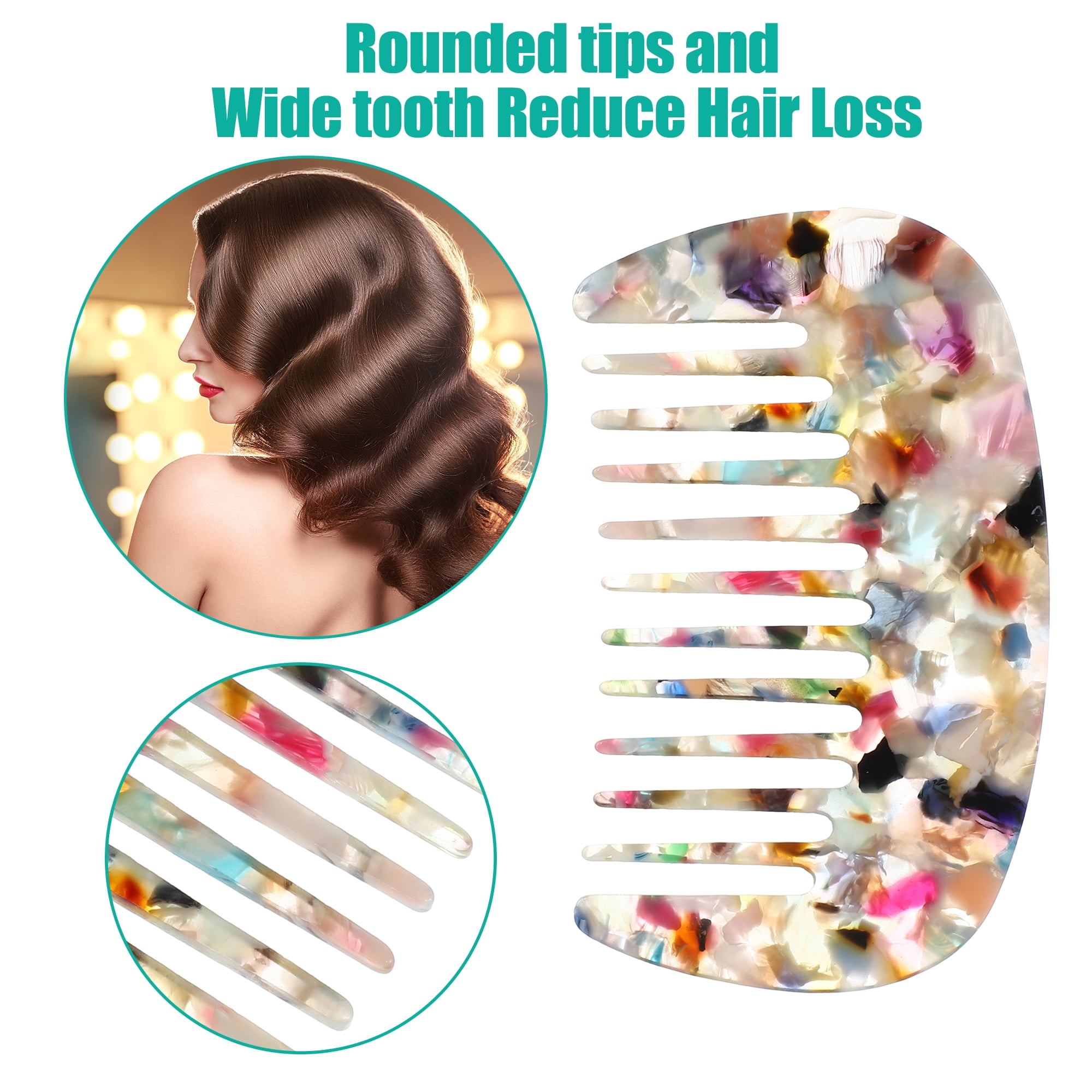 Unique Bargains Hair Comb Wide Tooth Anti-Static Pocket Size for Curly Hair Multicolor