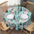 thumbnail image 3 of Blue Christmas Santa and Snowman Pattern Round Tablecloth 60"x60",Wrinkle Wipeable Table Cloth for Kitchen Dining Room Picnic Patio Party, 3 of 6