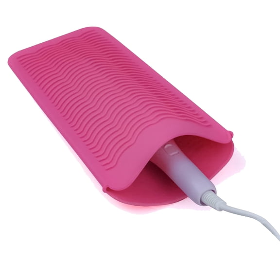 RUseeN 1 Pack Heat Resistant Silicone Mat Pouch, Hair Styling Tools for Curling Irons, Flat Irons, Hair Straightener, 11 * 5 Inches, Food Grade Silicone, Pink
