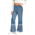 thumbnail image 2 of Angala Toddler Girls Denim Pants Graphic Flared Leg Jeans With Lace Trim Fall Casual Girls Trousers Size 2-3 Years, 2 of 9