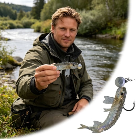 Pre-Rigged Soft Plastic Swimbait 3.94 Inch Paddle Tail Fishing Lure with Lifelike Swimming Action for Bass Durable Freshwater Bait for Lake River Pond Casting Fishing