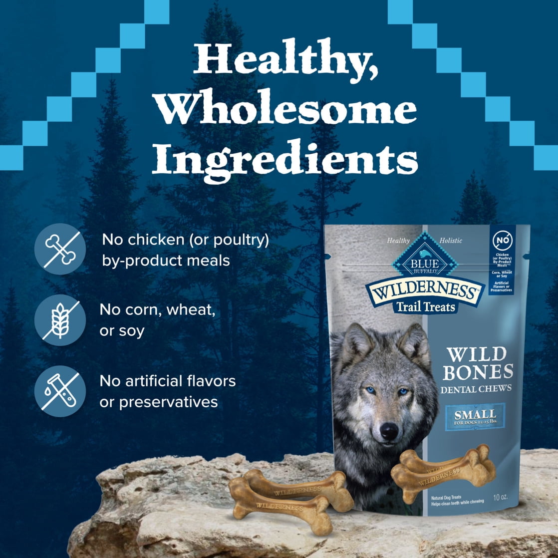 Blue Buffalo Wilderness Wild Bones Dental Chews Dog Treats, Small, 10-oz Bag
