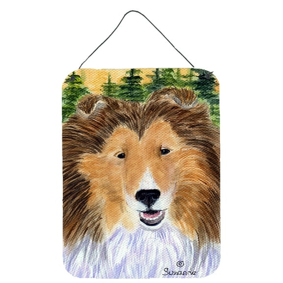 Caroline's Treasures Sheltie Wall/Door Hanging Print Aluminum Metal 16" x 12" Multicolor