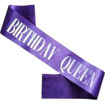 1 pcs Birthday Queen Sash, Silver Foil Purple Birthday Sash for Women 21st 30th 40th 50th 60th 70th Fun Birthday Party Favors Gifts Decorations