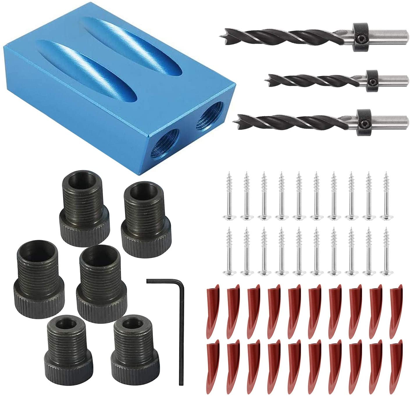 Pocket Hole Jig, 15 Degree Stud Drill Bit kit, Woodworking Carpentry