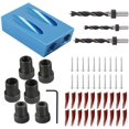 thumbnail image 1 of Plantilla para agujeros de bolsillo, kit de brocas para pasadores de 15 grados, guías para carpintería, herramienta de ángulo de unión con adaptador para agujeros de 6/8/10 mm (juego 1) JFHHH pequeña, 1 of 5