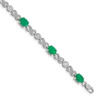 Primal Gold 14 Karat White Gold Diamond and Emerald Infinity Bracelet
